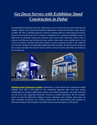 Get finest Service with Exhibition Stand Construction in Dubai