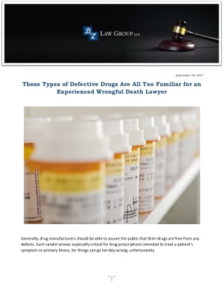 These Types of Defective Drugs Are All Too Familiar for an Experienced Wrongful Death Lawyer