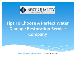 Tips To Choose A Perfect Water Damage Restoration
