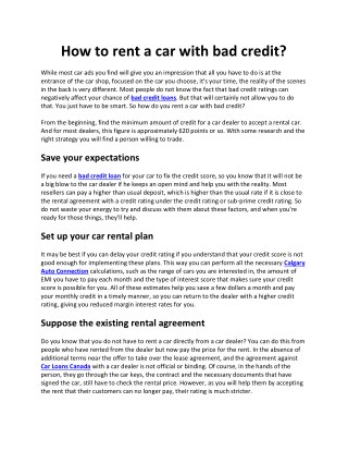 How to rent a car with bad credit?