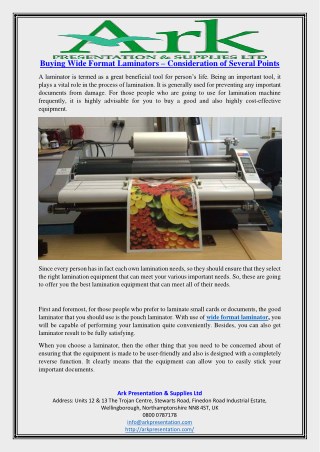 Buying Wide Format Laminators – Consideration of Several Points