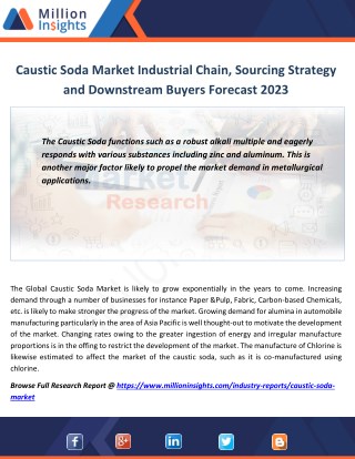 Caustic Soda Industry Research Analysis, Gross Margin, Volume, Application From 2012-2023