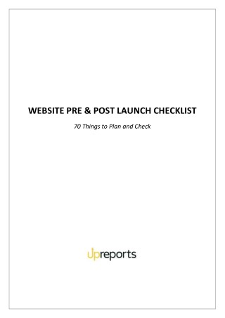 WEBSITE PRE & POST LAUNCH CHECKLIST- UPREPORTS