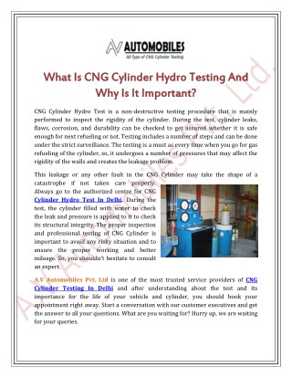 What Is CNG Cylinder Hydro Testing And Why Is It Important?