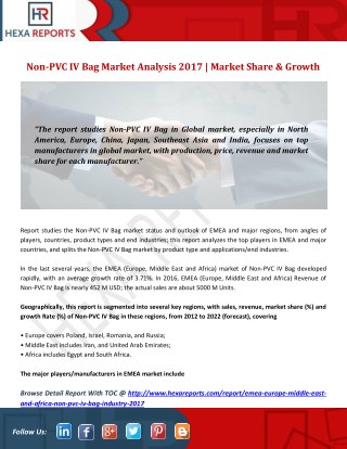 Non-PVC IV Bag Market Analysis 2017 | Market Share & Growth