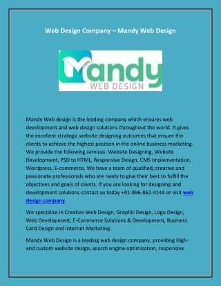 Web Design Company - Mandy Web Design