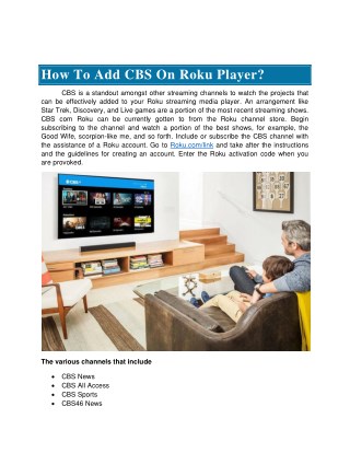How To Activate CBS On Your Roku Device?