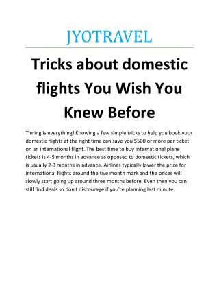 Tricks about domestic flights You Wish You Knew Before