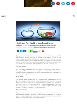 ﻿ Challenges Faced by First-time Home Buyers