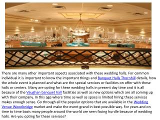 Vaughan wedding venues Banquet Halls Richmond Hill Thornhill