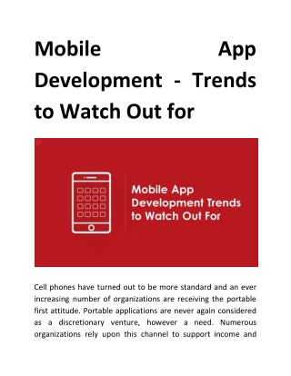Mobile App Development – Trends to Watch Out for