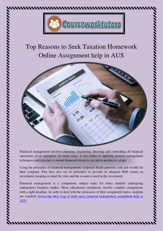 Top Reasons to Seek Taxation Homework Online Assignment help in AUS get the Scores you Wanted!