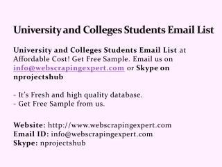 University and Colleges Students Email List