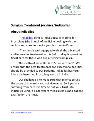 Surgical treatment for piles|Indiapiles