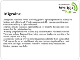 Treatment of dizziness