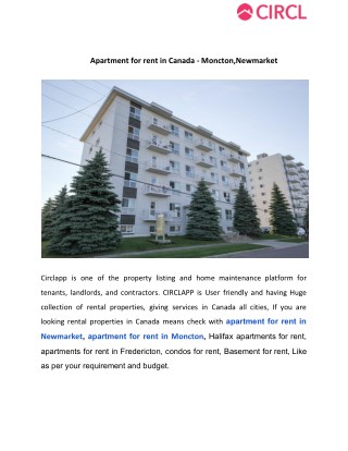 Apartment for rent in Canada - Moncton,Newmarket