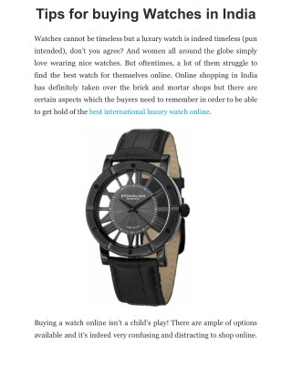 Tips for buying Watches in India