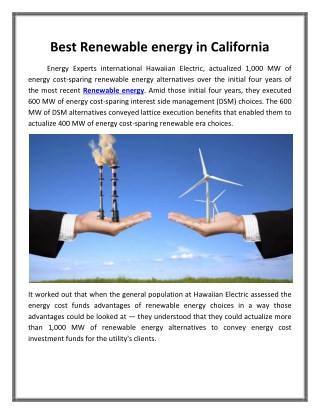 Best Renewable energy in California