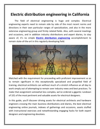 Electric distribution engineering in California