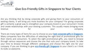 Give Eco-Friendly Gifts in Singapore to Your Clients