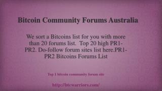 Bitcoin Community Forums Australia