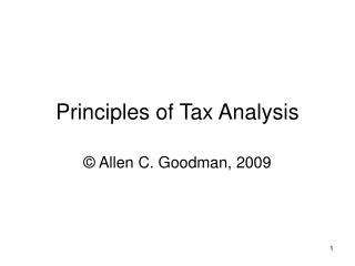 Principles of Tax Analysis