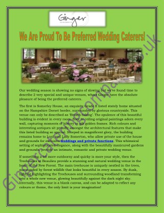 We Are Proud To Be Preferred Wedding Caterers!