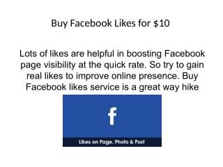 Buy Facebook Likes for $10