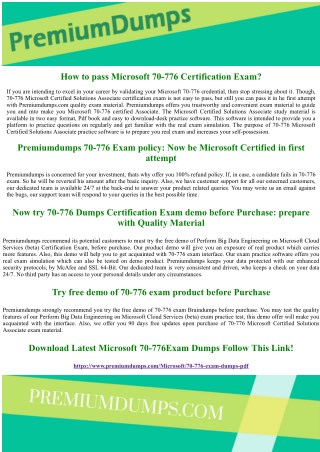 70-776 Microsoft Certified Solutions Associate Exam Questions
