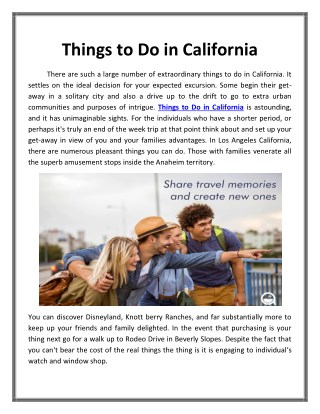 Things to Do in California