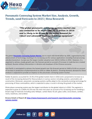 Global Pneumatic Conveying System Market Size to Reach USD 30.40 Billion by 2025