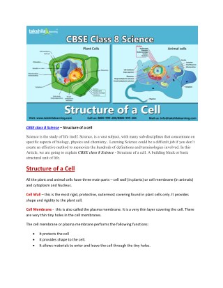 CBSE class 8 science structure of a cell