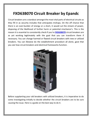 FXD63B070 Circuit Breaker by Epandc