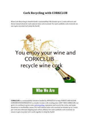Cork Recycling with CORKCLUB