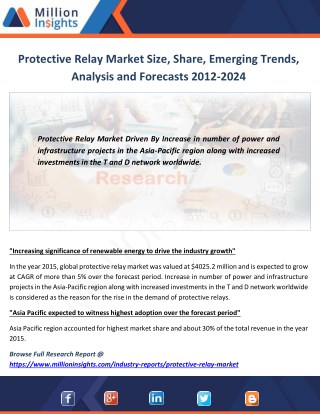 Protective Relay Market Share, Growth, Outlook From 2012-2024