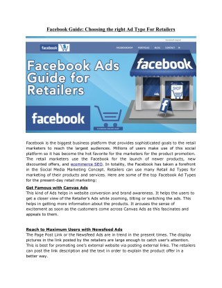 Facebook Guide: Choosing the right Ad Type For Retailers