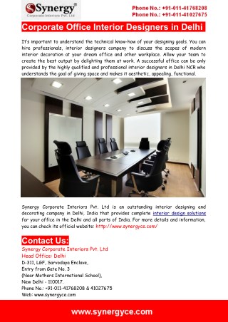 Interior Designers In Delhi- All-In-One Solution For your Office