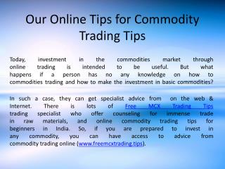 Our Online Tips for Commodity Trading Tips