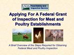 Applying For A Federal Grant of Inspection for Meat and Poultry Establishments