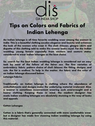 Tips on Colors and Fabrics of Indian Lehenga