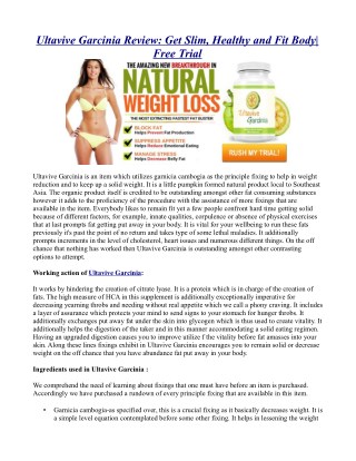 Ultavive Garcinia Review: Get Slim, Healthy and Fit Body| Free Trial