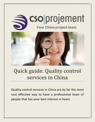 Quick guide: Quality Control Services in China