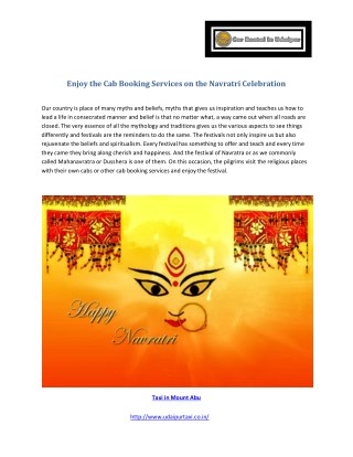 Enjoy the Cab Booking Services on the Navratri Celebration
