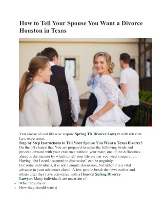 How to Tell Your Spouse You Want a Divorce Houston in Texas