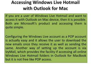 Accessing Windows Live Hotmail with Outlook for Mac
