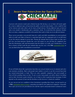 Secure Your Future from Any Types of Debts