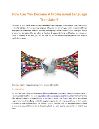 How Can You Become A Professional Language Translator?