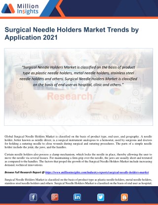 Surgical Needle Holders Market Trends by Application 2021