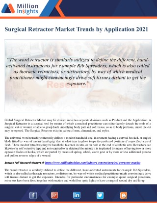 Surgical Retractor Market Trends by Application 2021