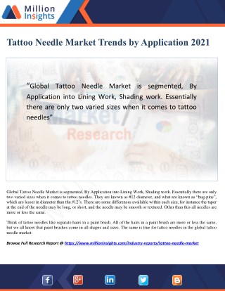 Tattoo Needle Market Trends by Application 2021